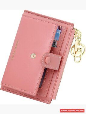 Slim RFID Card Case Wallet with Zipper Coin Pouch & Keychain